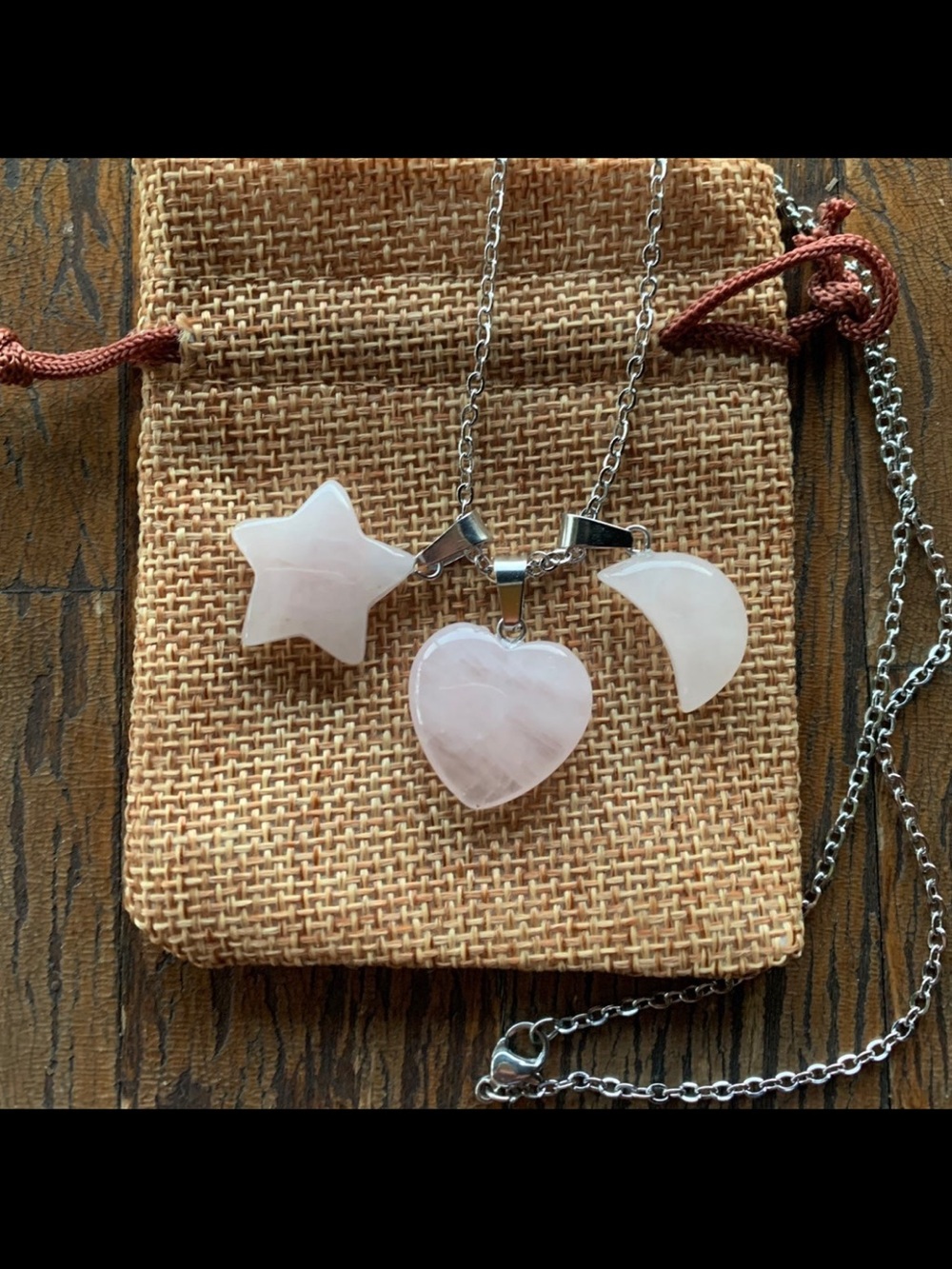 Brand New Rose Quartz Moon Necklace Rose Quartz Necklace Crystal Moon Necklace
